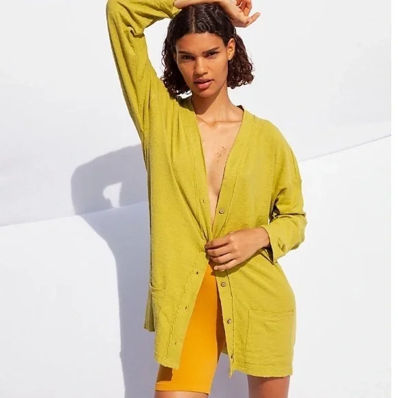 Free People Sweaters Fp Beach Take A Walk Green Cardigan Small Poshmark
